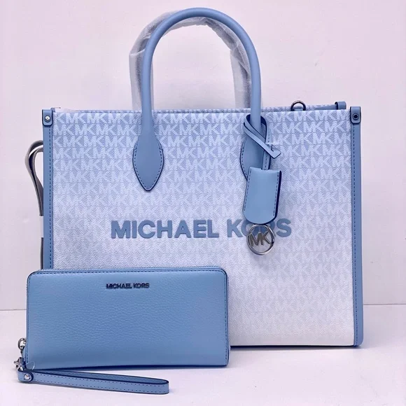 MICHAEL KORS Mirella Medium Ombré Logo Tote Bag and Continental Wallet Set - Picture 10 of 12